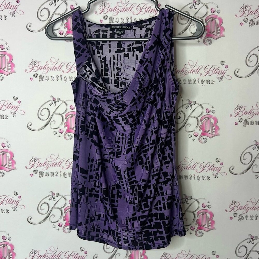 Beechers brook tank top swoop neck blouse Purple Abstract Tank Top
